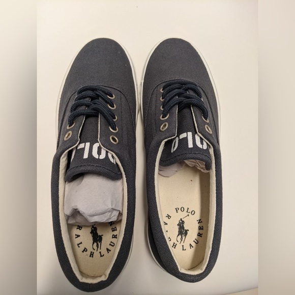 NEW POLO Ralph Lauren Canvas Sneakers Junior Size 6 - Picture 3 of 9